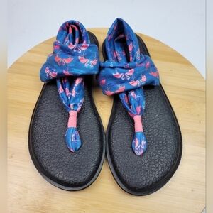 Sanuk Yoga Sling Sandals Flamingo beach lightweight comfy Women's Sandal size 7